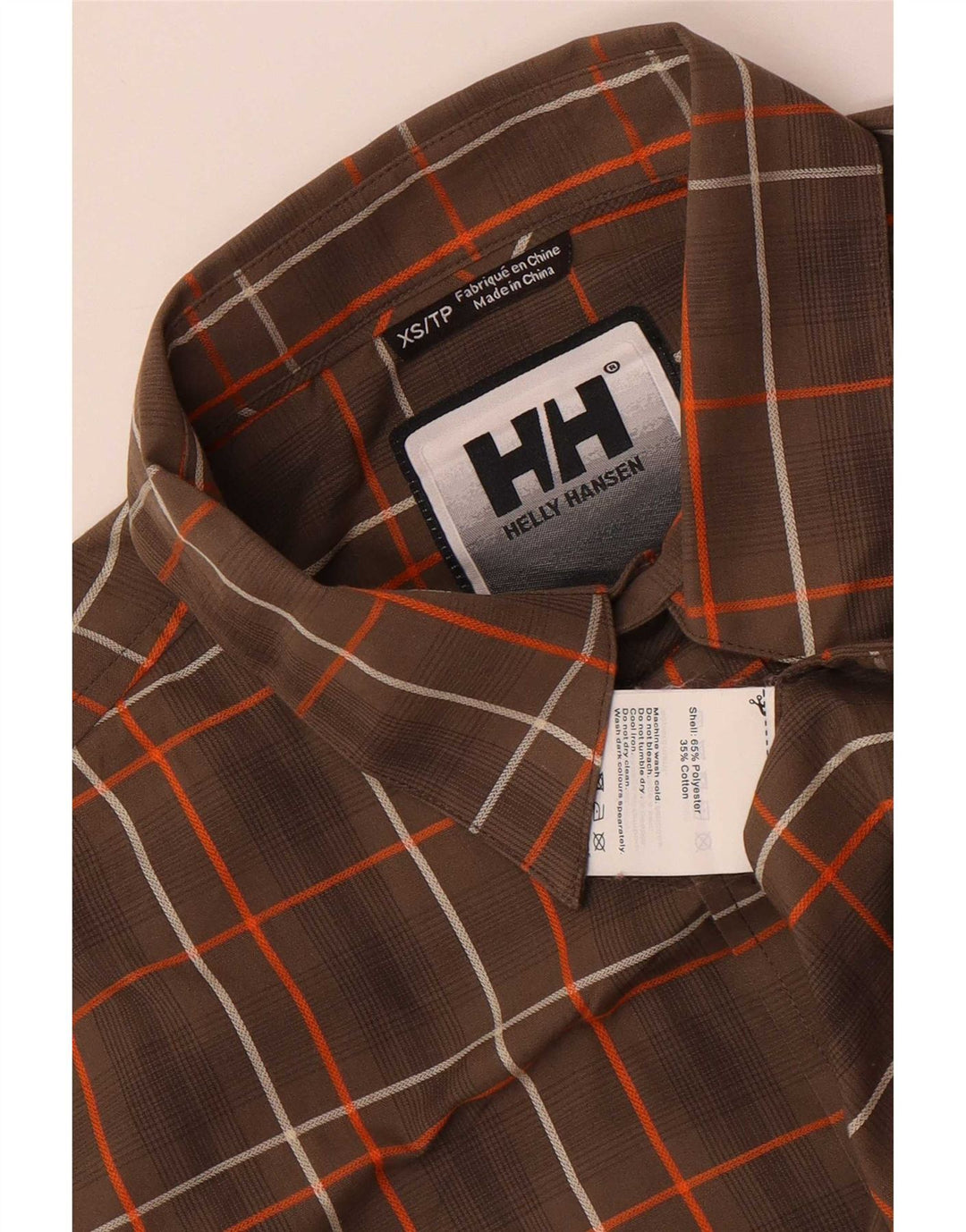 Helly Hansen Mens Short Sleeve Shirt XS Brown Check Polyester