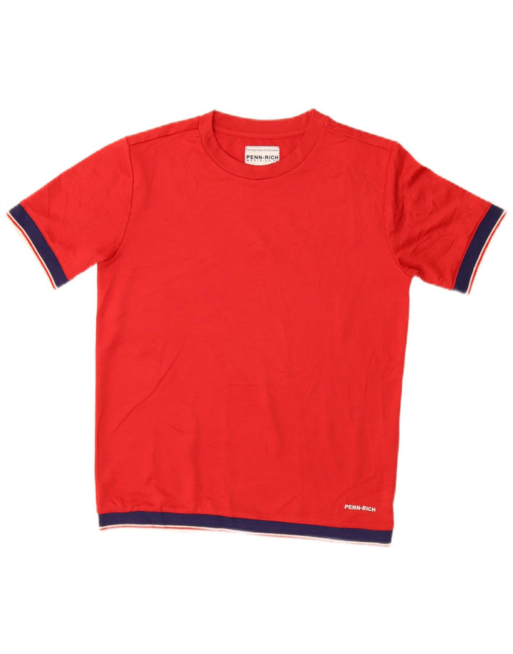 PENN-RICH Dame T-Shirt Top UK 10 Lille Rød Polyester
