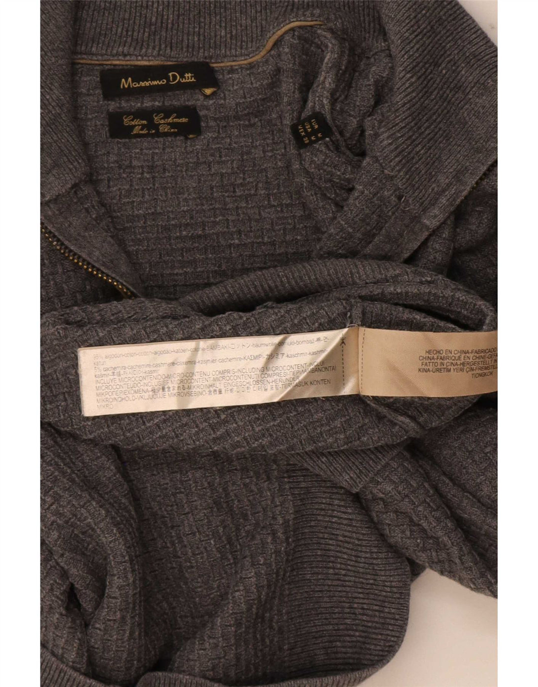 Massimo Dutti Pull Col Zippé Homme Gris Moyen Coton