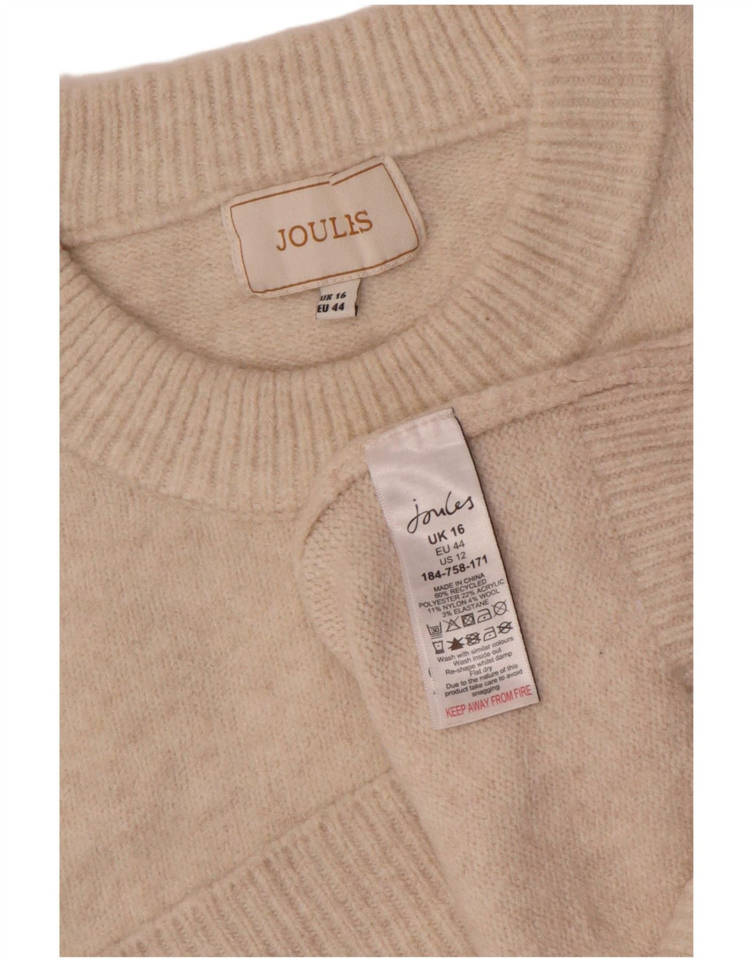 Joules Dame Vest Tank Top UK 16 Stor Beige Polyester