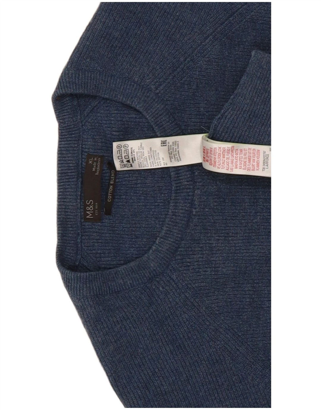 Marks & Spencer Ανδρικό πουλόβερ με λαιμόκοψη XL μπλε πολυεστέρα