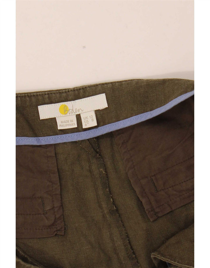 Boden Womens Chino Shorts UK 12 Medium W32 Khaki Linen