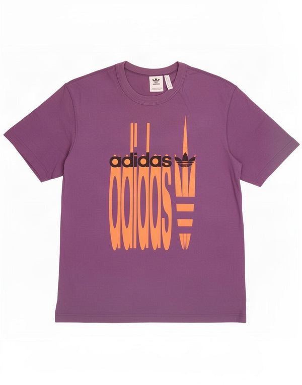 Adidas Hombre Camiseta Gráfica Top Medio Algodón Púrpura