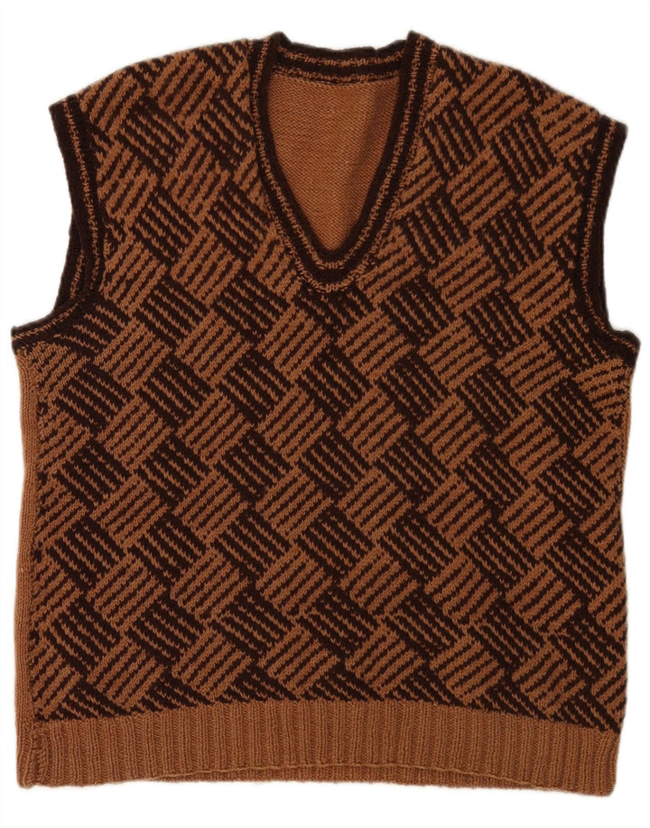 Vintage herrevest tanktop medium brun ternet