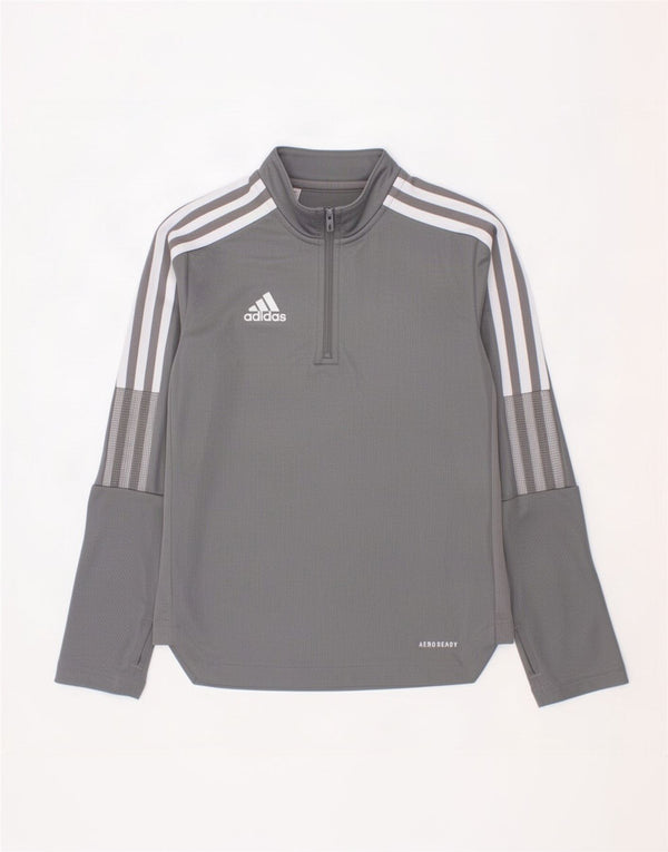 Adidas Meninos Aeroready Zip Neck Pullover Treino Top 7-8 Anos Cinza