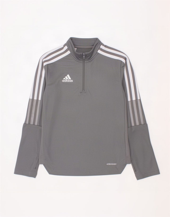 Adidas Jungen Aeroready Zip Neck Pullover Trainingsanzug Top 7–8 Jahre Grau