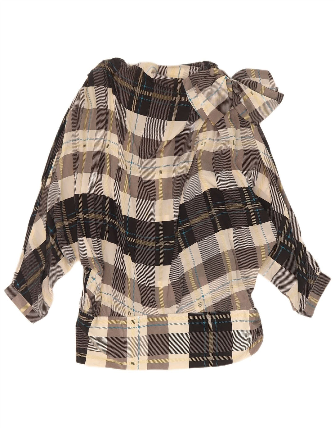 Vintage Womens Oversized Blouse Top IT 42 Medium Multicoloured Check Silk