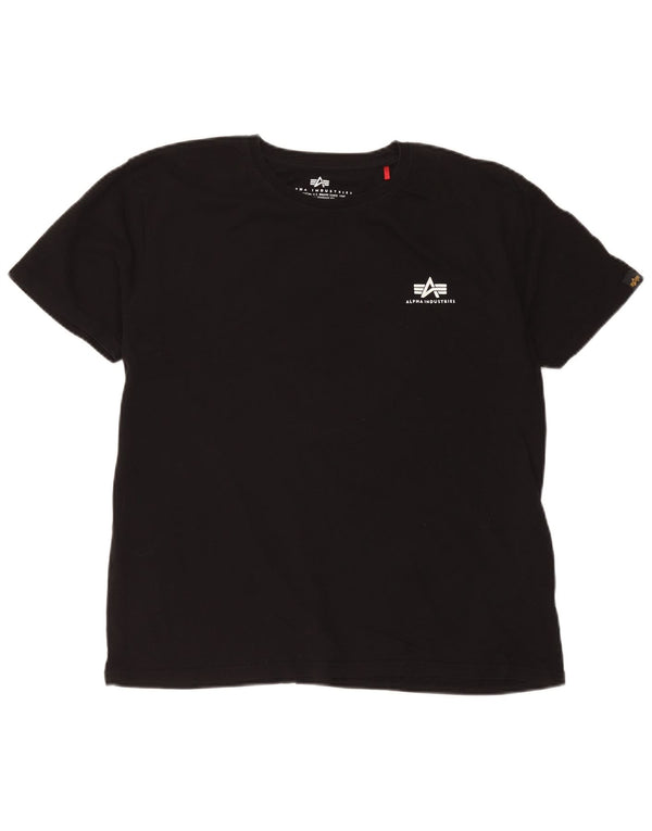 Alpha Industries Grafisk T-shirt top til kvinder UK 18 XL Sort bomuld