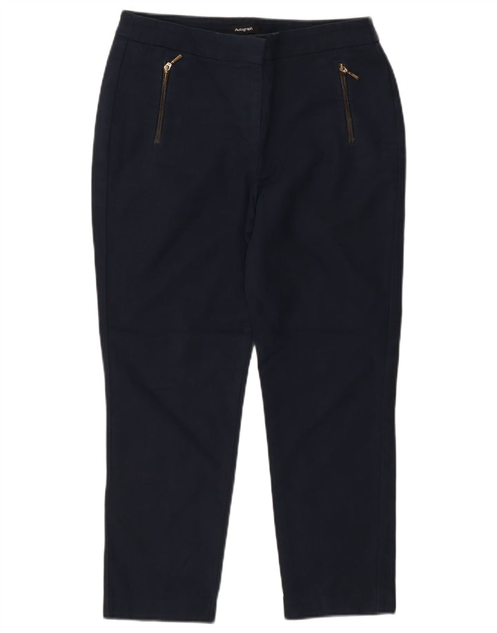 MARKS & SPENCER Womens Cropped Trousers UK 12 Medium W30 L25 Navy Blue