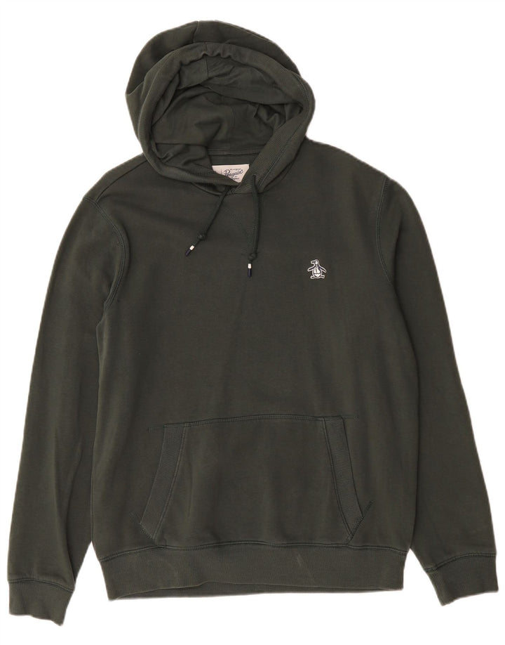 PENGUIN Mens Hoodie Jumper Small Green Cotton