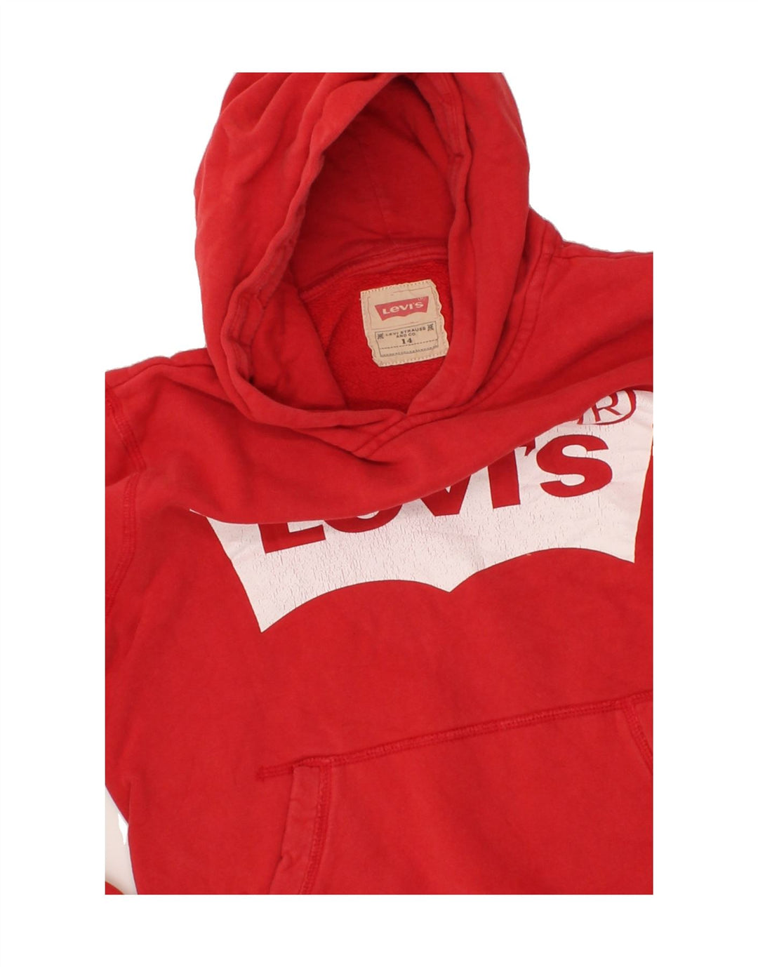 LEVI'S Boys Graphic Hoodie Jumper 13-14 Years Red Cotton Vintage Levi's and Second-Hand Levi's from Messina Hembry 