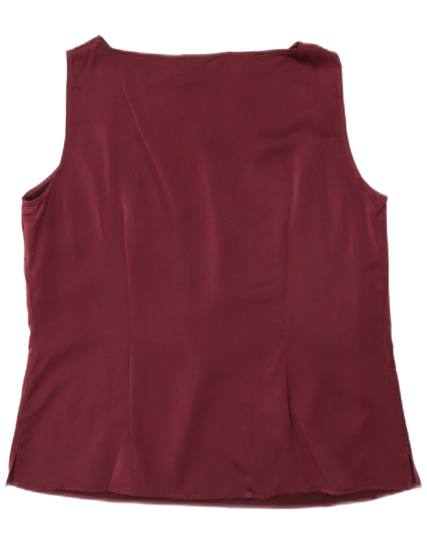 Top camicetta senza maniche da donna Marks & Spencer UK 18 XL poliestere bordeaux