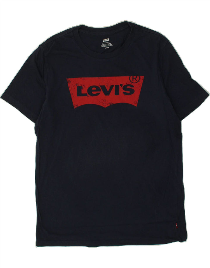 LEVI'S Mens Graphic T-Shirt Top Small Navy Blue Cotton Vintage Levi's and Second-Hand Levi's from Messina Hembry 