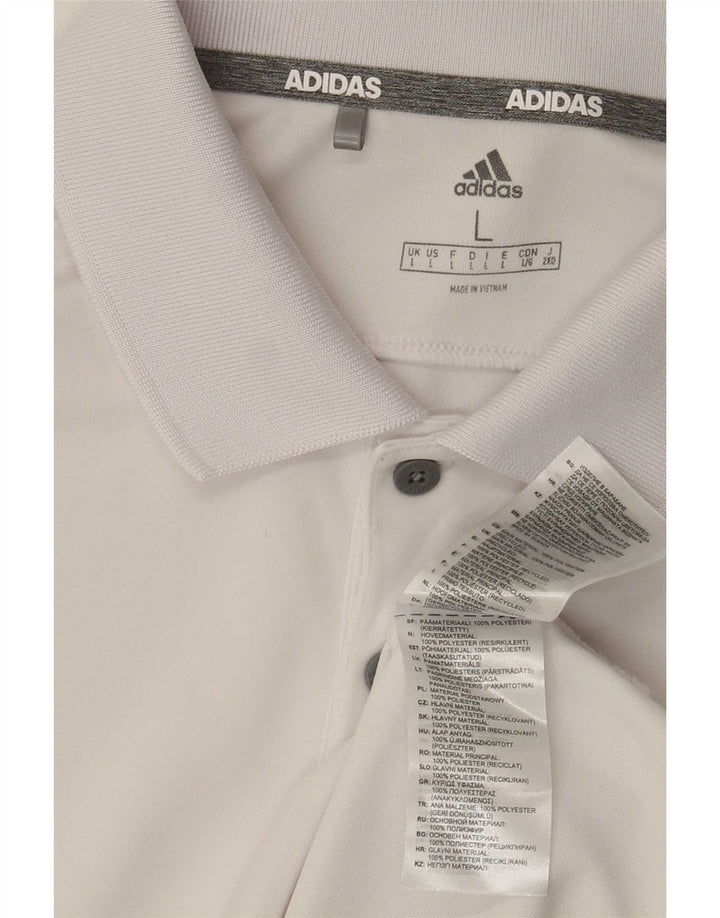 Adidas Mens Polo Shirt Large White Polyester