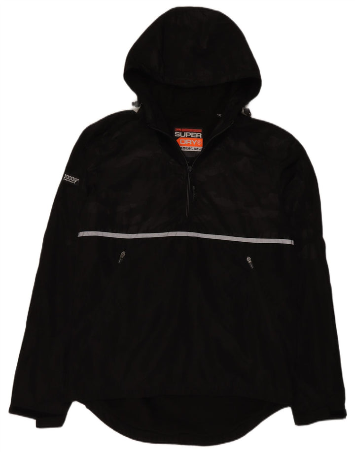 Мужская куртка-дождевик с капюшоном Superdry UK 40, большой черный полиэстер