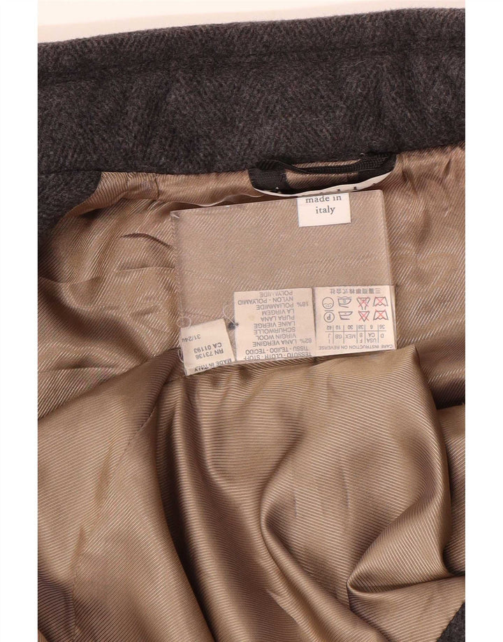 Marella Womens Military Double Breasted Coat UK 10 Small Grey Wool