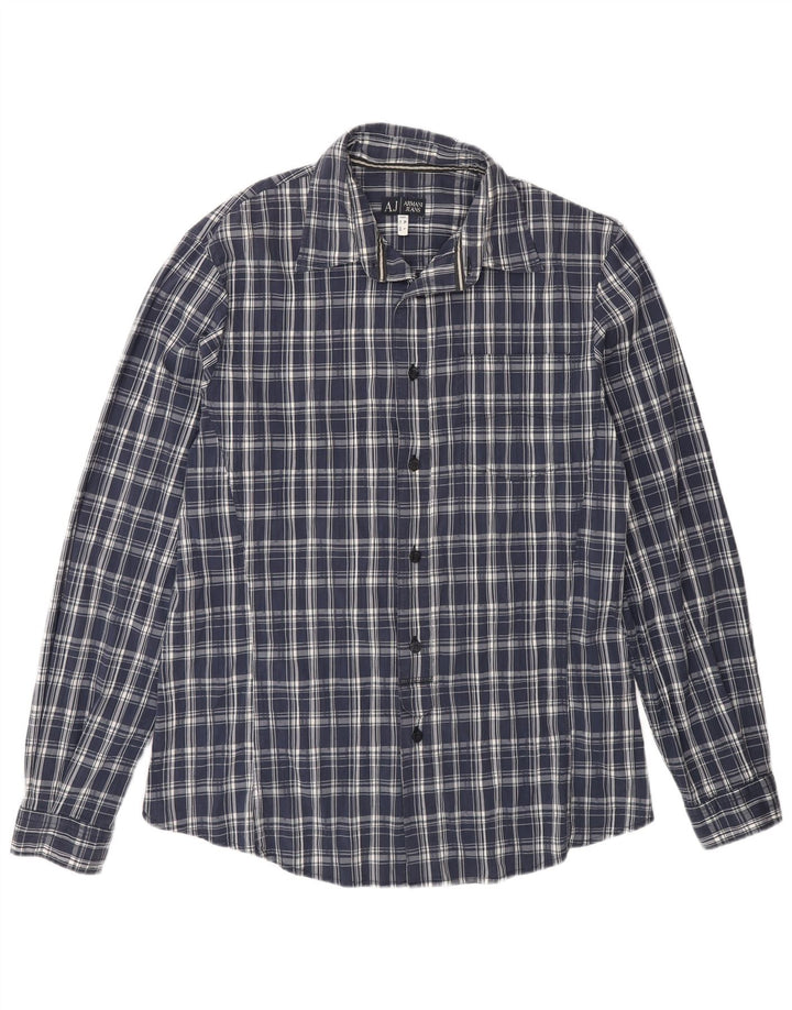 Armani Jeans Mens Shirt Large Blue Check Cotton