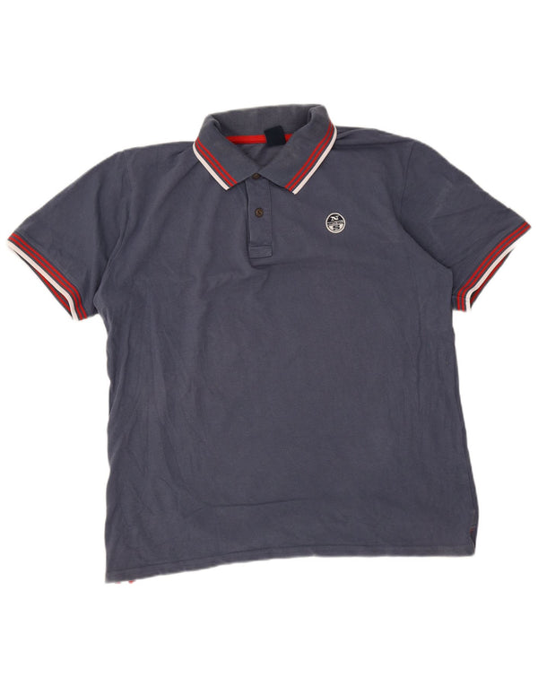North Sails Mens Polo Shirt Large Navy Blue Cotton