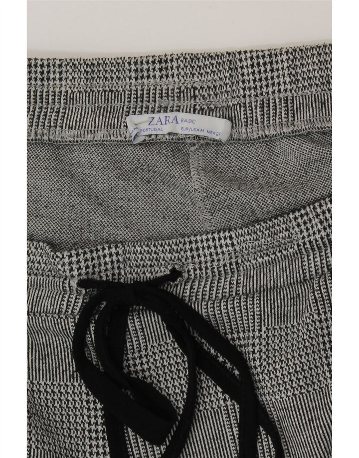 Zara Womens Crop træningsdragt Bukser UK 12 Medium Grey Houndstooth