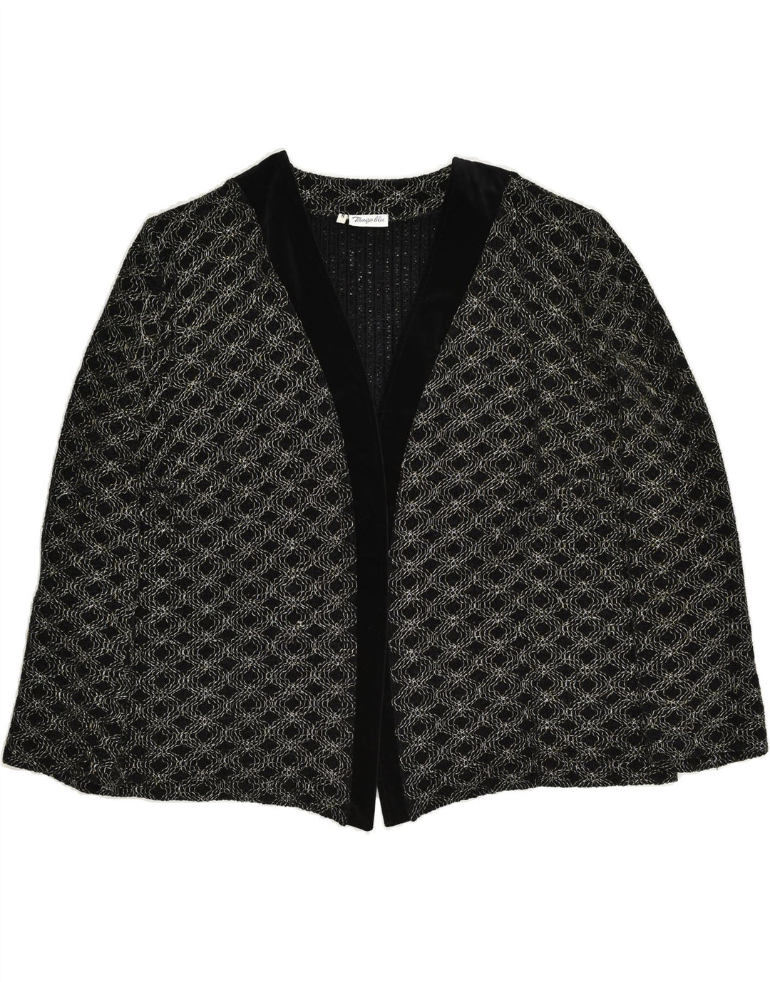 VINTAGE Womens Abstract Pattern Blazer Jacket US 8 Medium Black Acrylic | Vintage Vintage | Thrift | Second-Hand Vintage | Used Clothing | Messina Hembry 