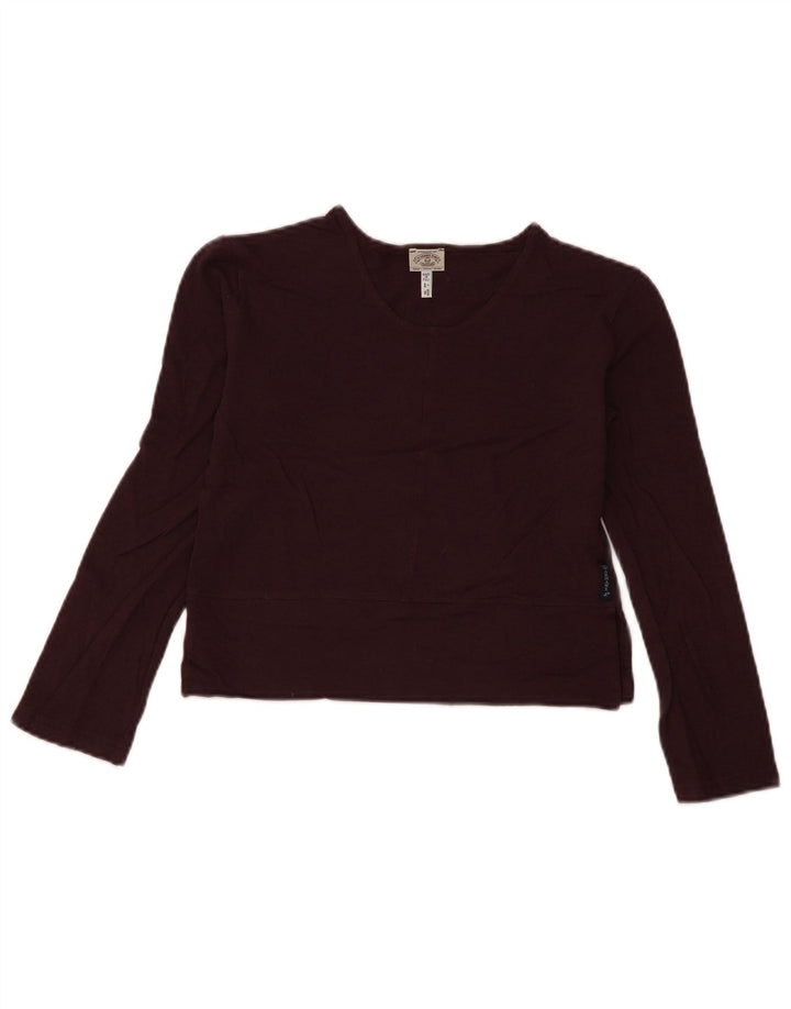 Armani Jeans Womens Crop Top Long Sleeve IT 44 Medium Burgundy Viscose