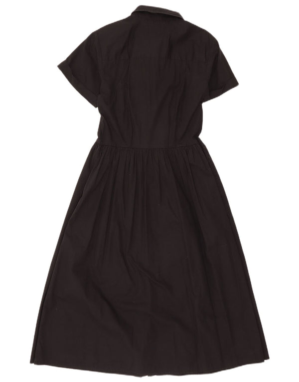 Benetton Robe chemise à manches courtes pour femme UK 44 Noir moyen