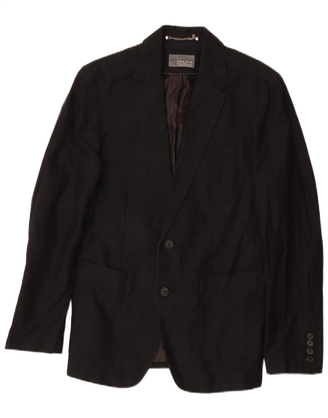 Jaqueta blazer masculina Zara com 2 botões UE 46 pequena azul marinho