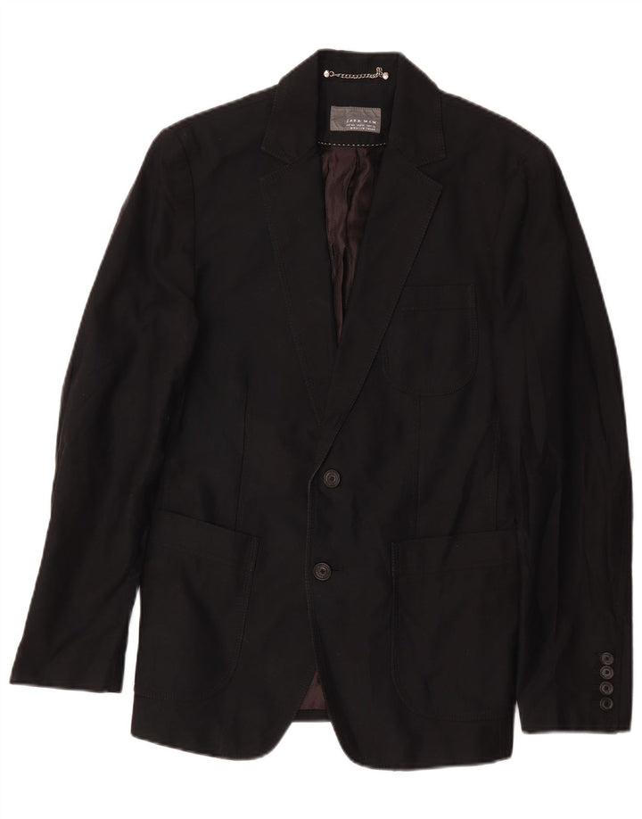 Jaqueta blazer masculina Zara com 2 botões UE 46 pequena azul marinho