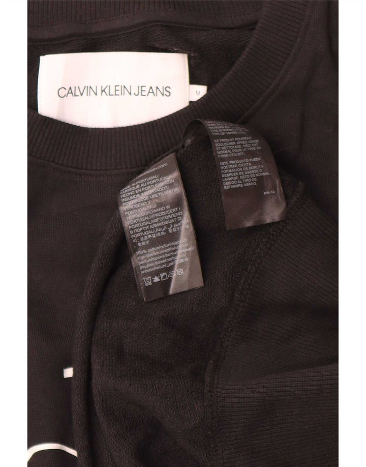 Calvin Klein Jeans Mens Graphic Sweatshirt Jumper Medium Black Cotton