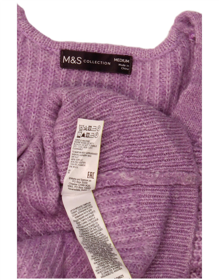 Marks & Spencer Womens Oversized V-Neck Jumper Sweater UK 14 Medium Purple