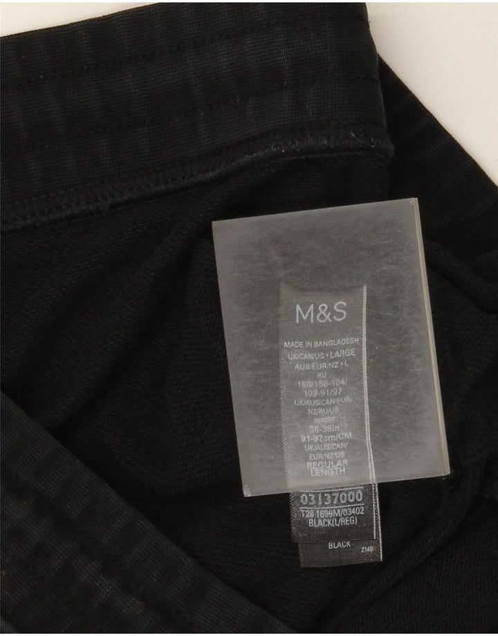 Marks & Spencer Mens Tracksuit Trousers Joggers Large Black Cotton