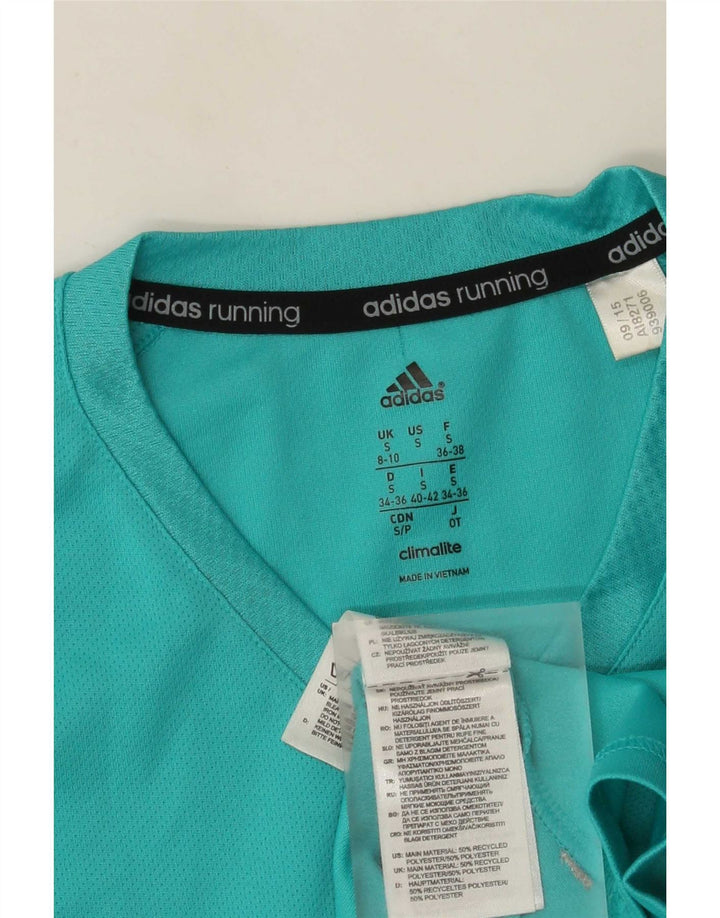 Adidas Womens Climalite T-Shirt Top UK 8/10 Small Turquoise Polyester