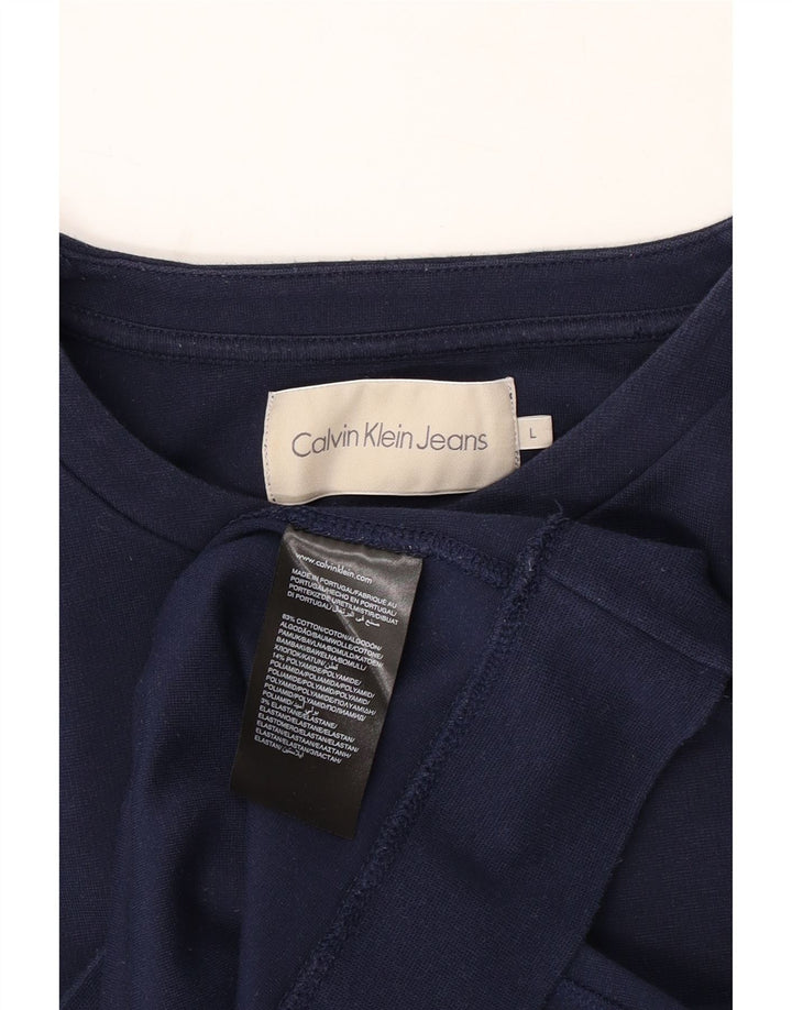 CALVIN KLEIN JEANS Mens Sweatshirt Jumper Large Navy Blue Cotton