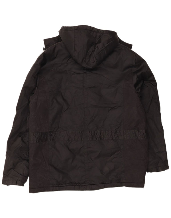Giacca utility da uomo con cappuccio Adidas UK 40 Large nera in poliammide
