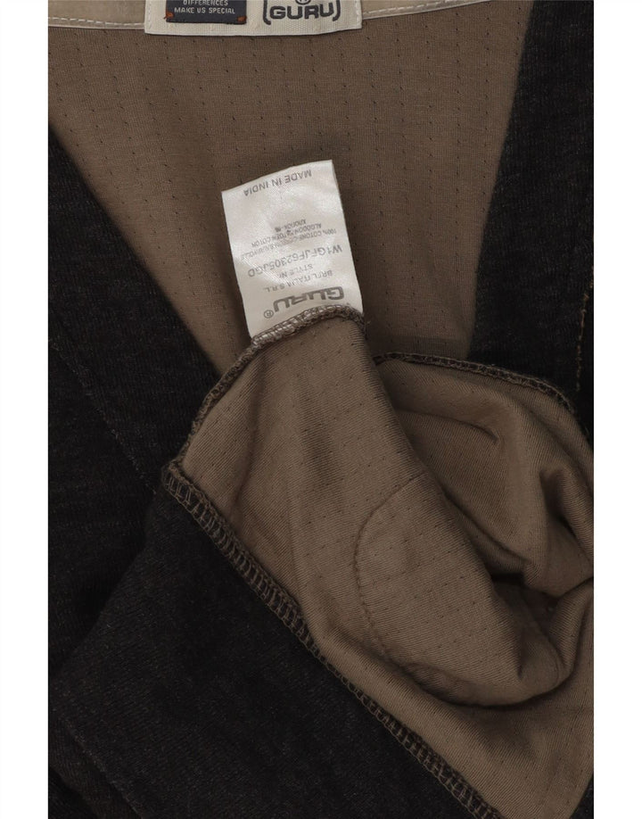 Guru Mens Cardigan Sweater Small Grey Cotton