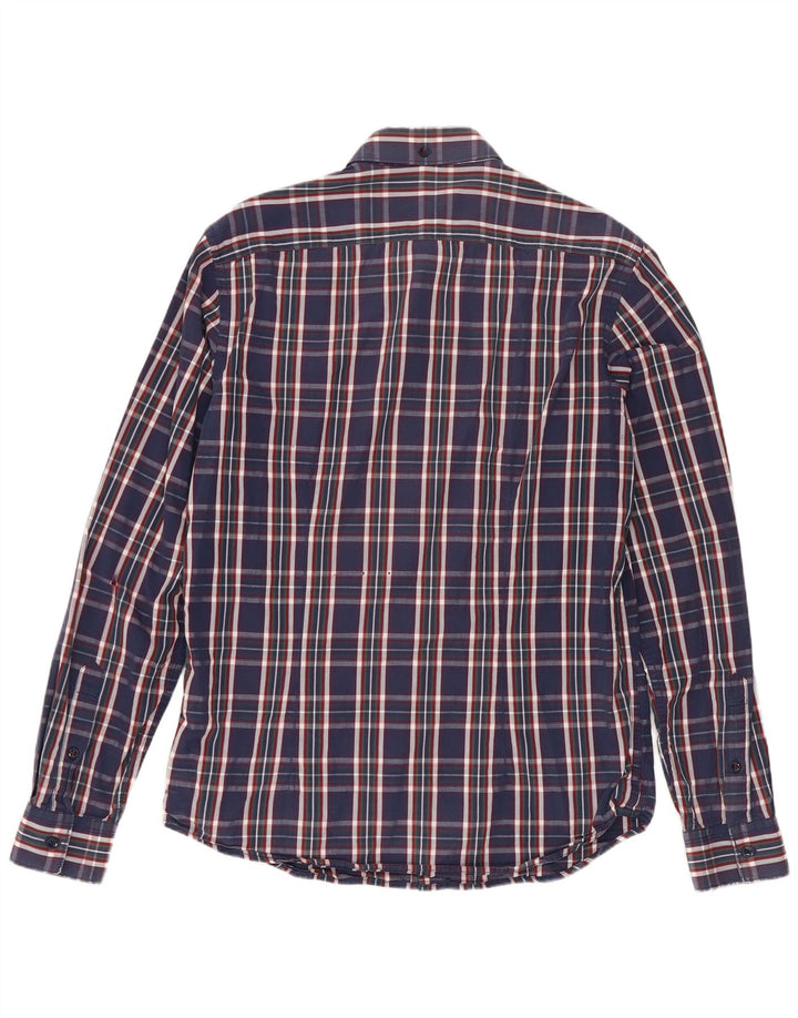 Camicia da uomo Gas Large in cotone a quadri blu navy