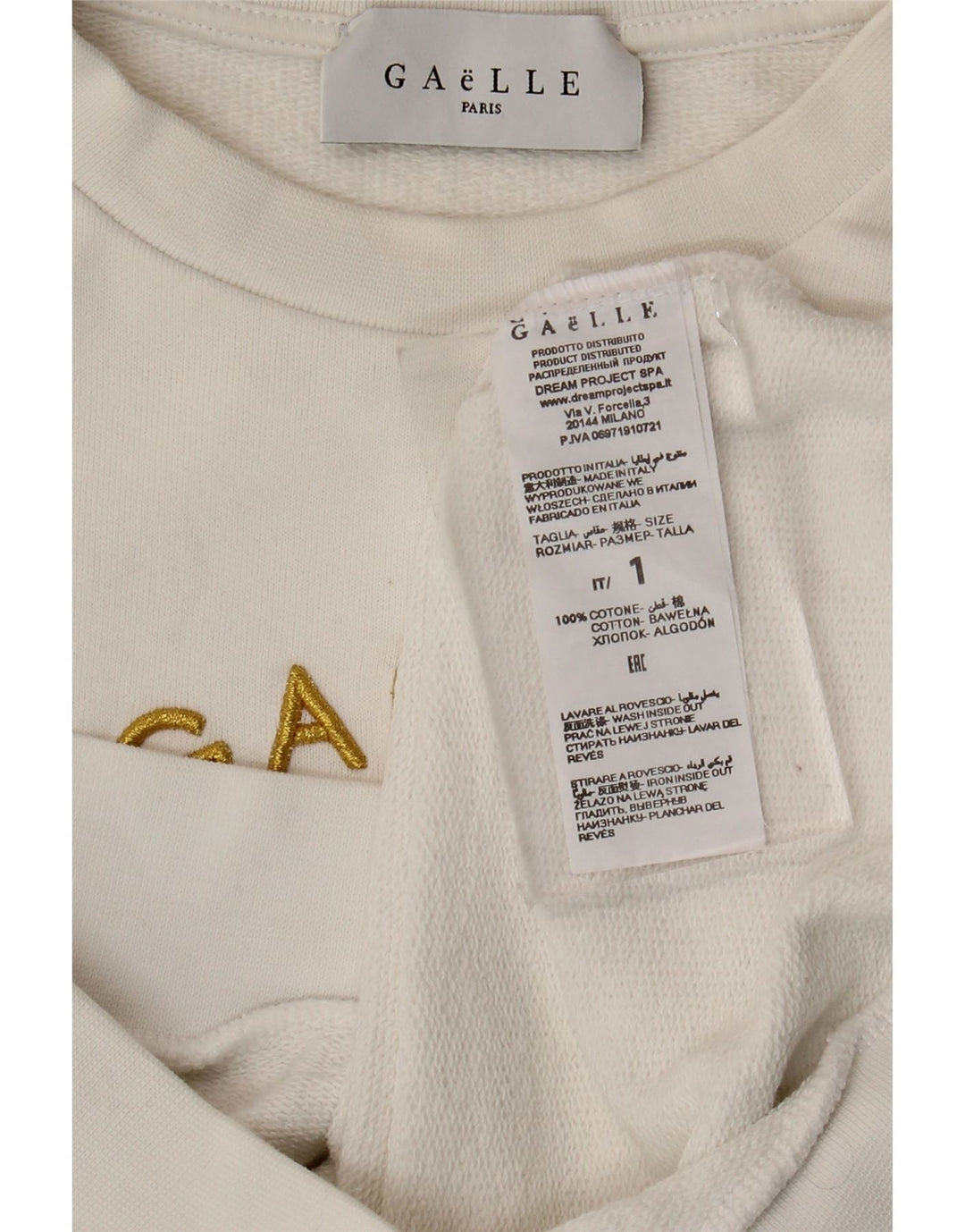 Gaelle Dame Grafisk Oversized Sweatshirt Jumper UK 10 Small White Bomuld