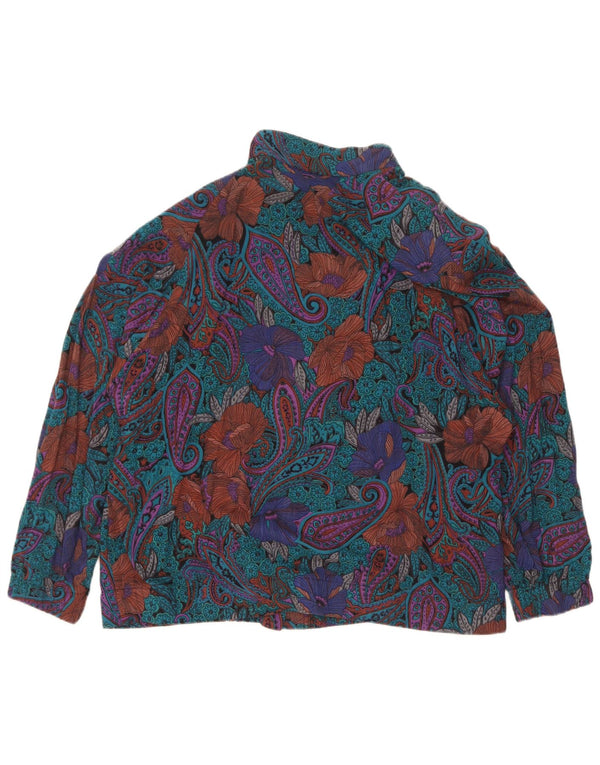 Chemisier chemise femme vintage EU 44 XL Bleu Paisley Viscose