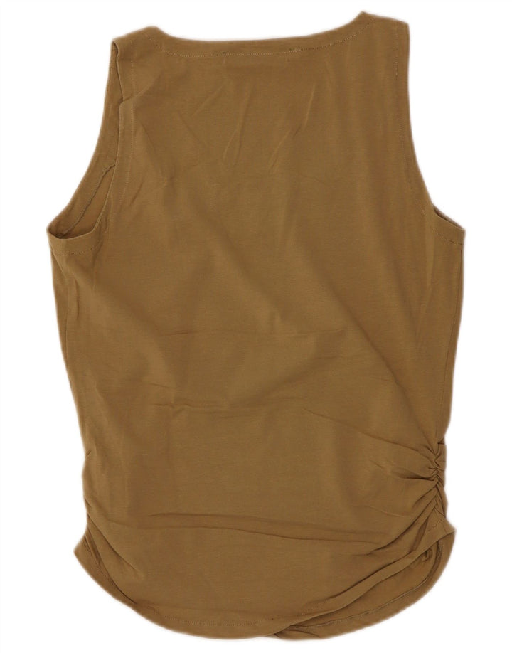Max Mara Womens Sleeveless Vest Top UK 12 Medium Beige Cotton