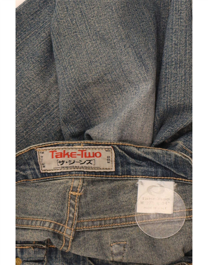 Nehmen Sie zwei gerade Jeans für Damen, Größe 27, W27, L30, blaue Baumwolle