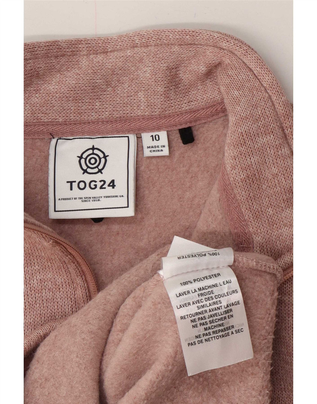 Tog 24 Womens Oversized Zip Neck Sweatshirt Jumper UK 10 Small Pink