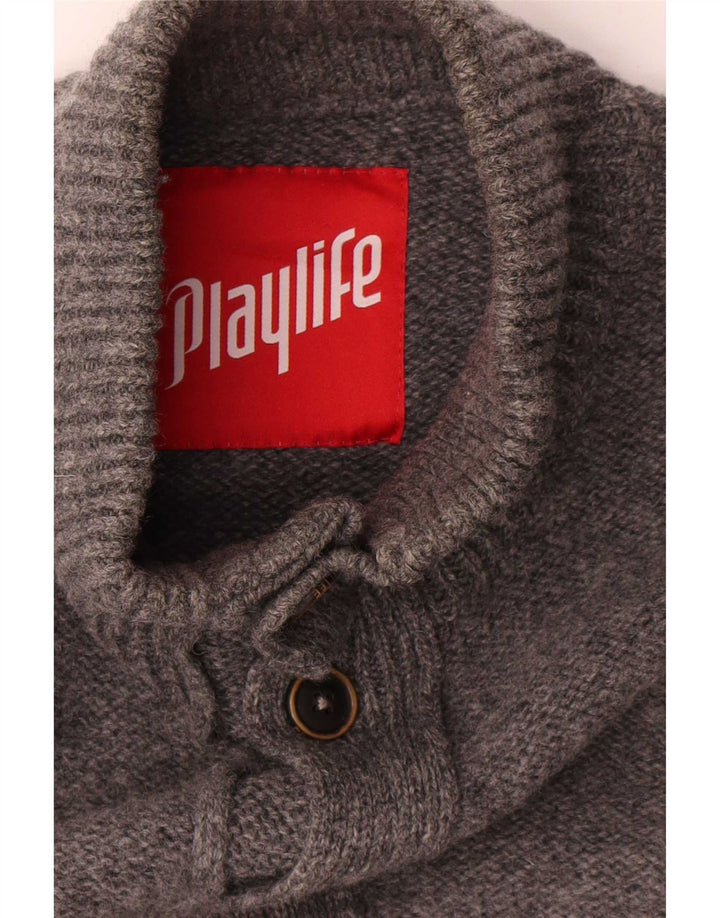 Pulover cardigan pentru bărbați Playlife XL Lână gri