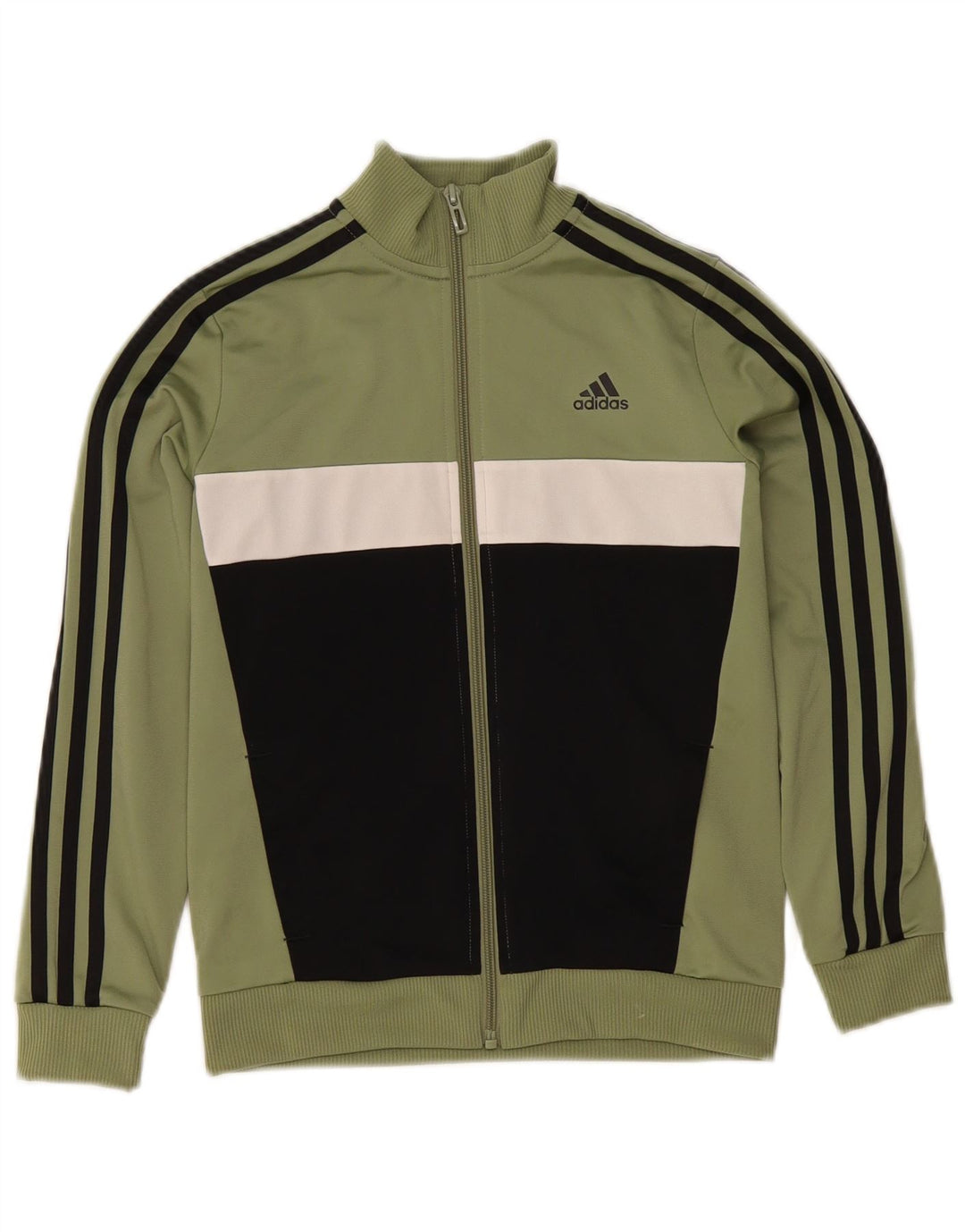 Adidas Jungen Trainingsanzug Top Jacke 9–10 Jahre Khaki Colourblock Polyester