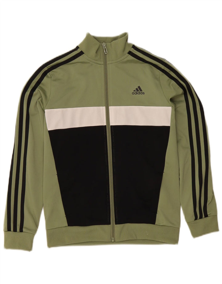 Adidas Jungen Trainingsanzug Top Jacke 9–10 Jahre Khaki Colourblock Polyester