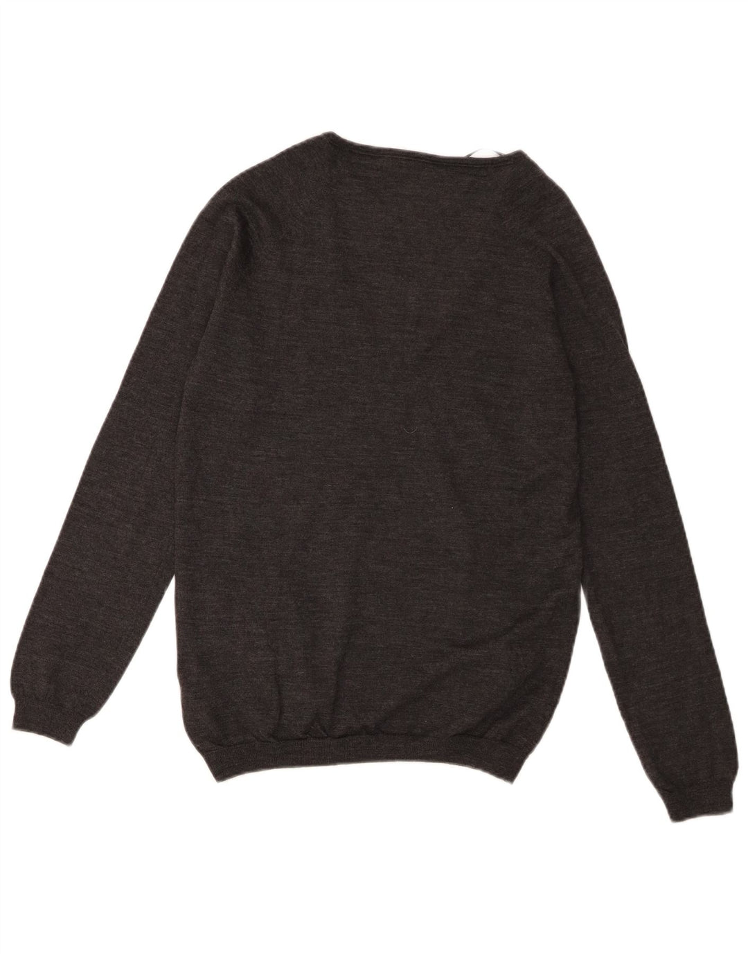 Massimo Dutti Damen-Pullover mit V-Ausschnitt, UK 12, mittelgraue Wolle
