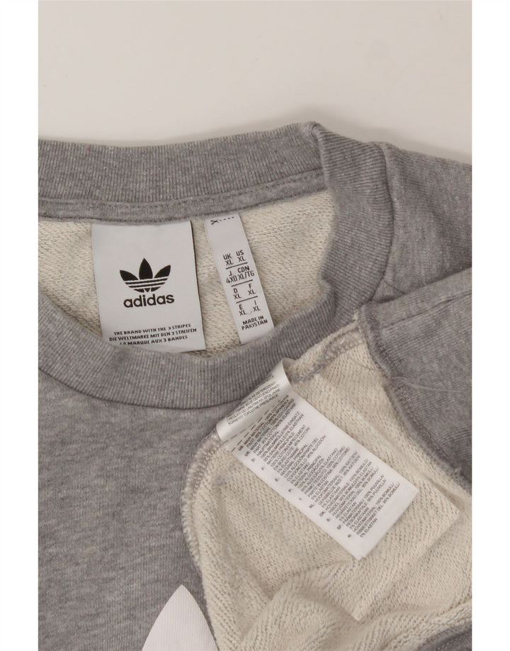 ADIDAS Mens Graphic Sweatshirt Jumper XL Grey Cotton Vintage Adidas and Second-Hand Adidas from Messina Hembry 