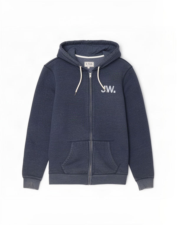Мужской свитер с капюшоном и молнией с графическим рисунком Jack Wills, средний темно-синий, хлопковый