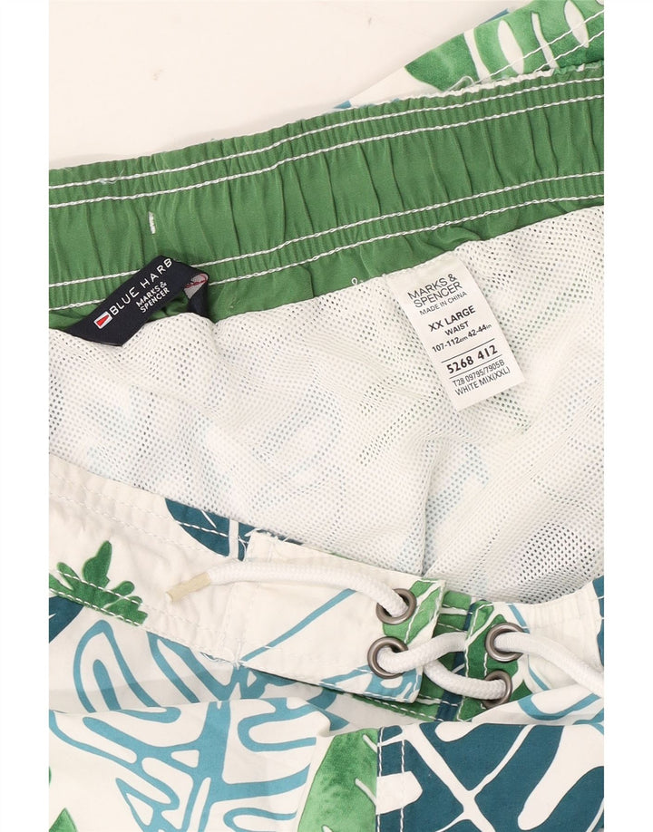 Marks & Spencer Mens Blue Harbour Swimming Shorts 2XL White Floral