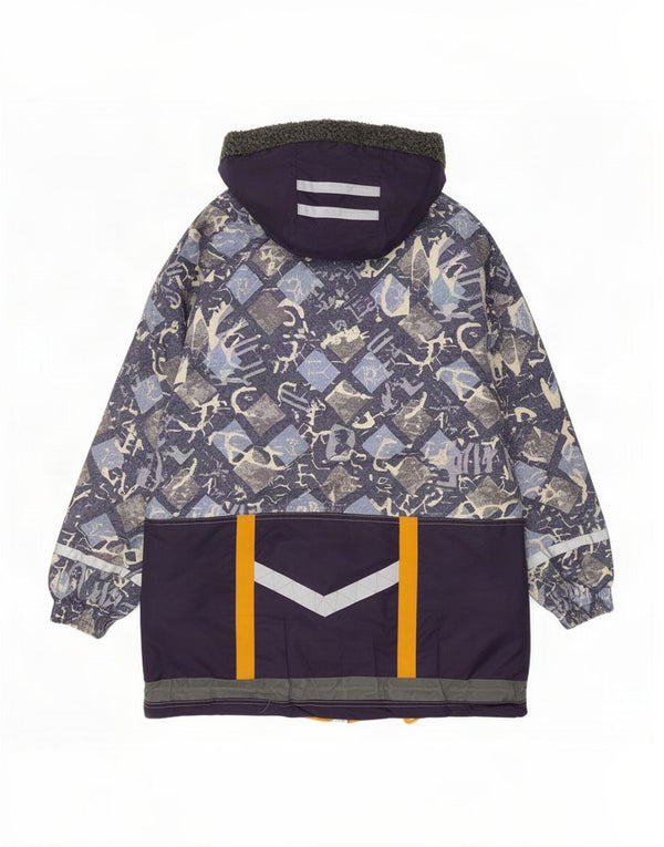 Canda Boys By C&A Hooded Ski Jacket 14-15 Years Navy Blue Geometric Cotton