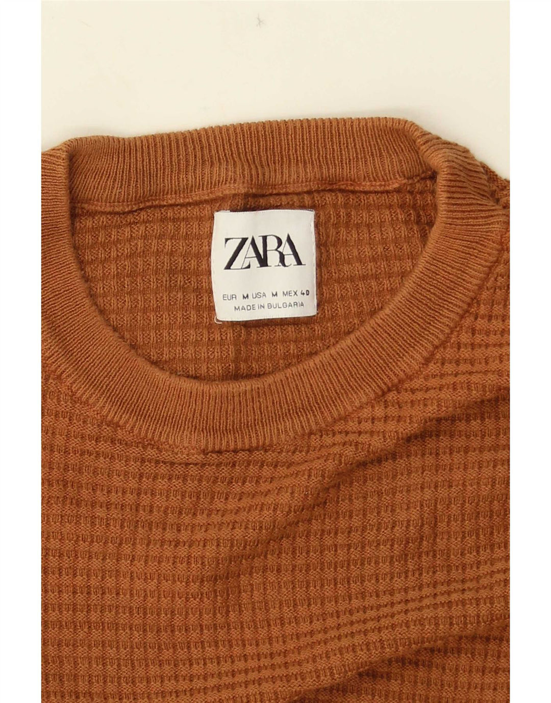 Zara Pull à manches courtes et col rond pour homme Marron moyen
